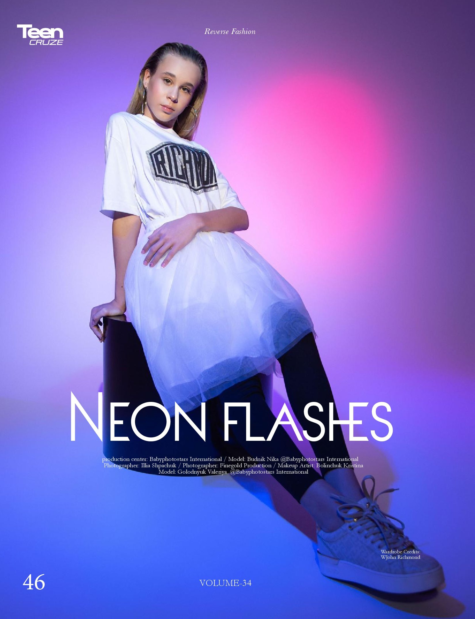 Neon Flashes. Фешн-сторі з дівчатами із Babyphotostars на сторінках журналу Teen Cruze